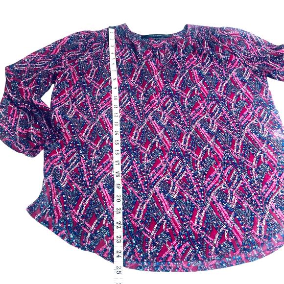 Fun 2 Fun Airy Multi Color Smocked Popover Top Kenmore Split Neck Smocked Yoke - Picture 12 of 16